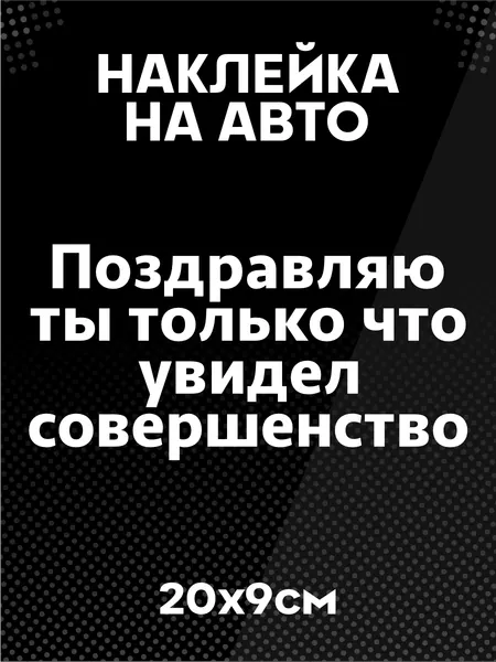 Наклейка на авто Надпись ты только что увидел совершенство
