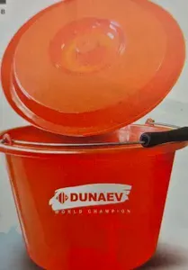 Ведро пластиковое красное для замешивания прикормки Dunaev 17 л, с крышкой