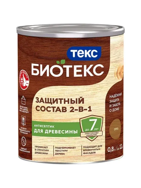Антисептик для дерева БИО орех 0,8 л. состав 2 в 1 700008204 Текс