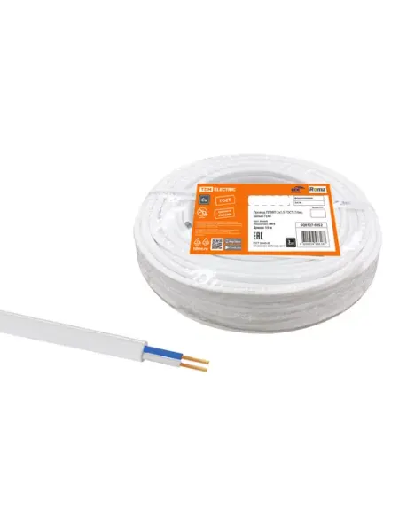 Провод ПГВВП 2х1,5 ГОСТ (10м), белый TDM TDM Electric