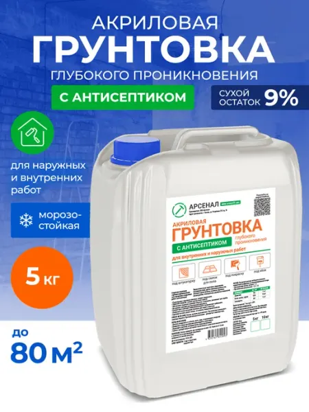 Акриловая грунтовка глубокого проникновения с антисептиком