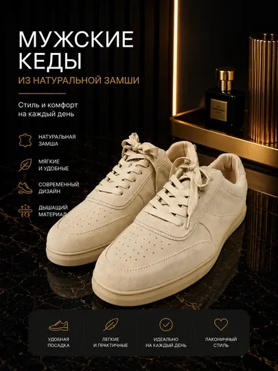 Мужские кеды из натуральной замши Massimo Dutti