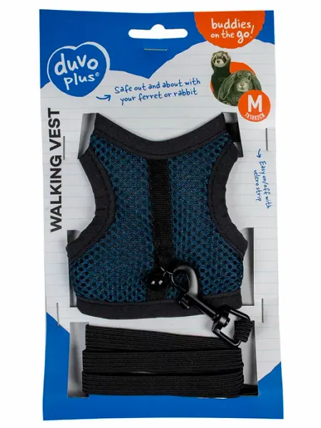 DUVO+ Шлейка для грызунов "Walking Vest", синяя, М