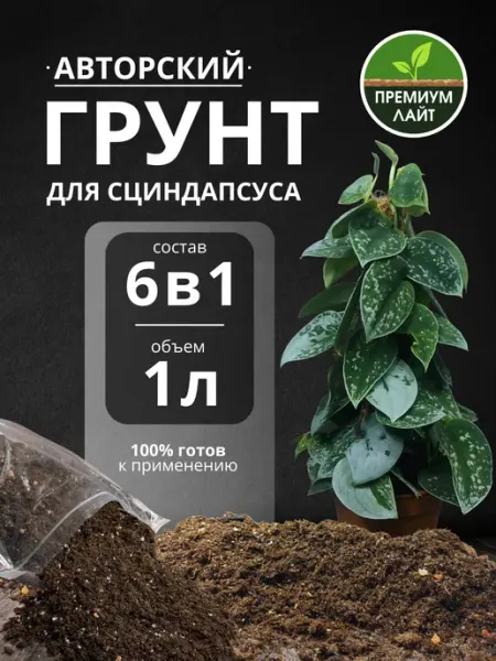 Грунт для Сциндапсуса 1л готовый лайт Дом фиалок
