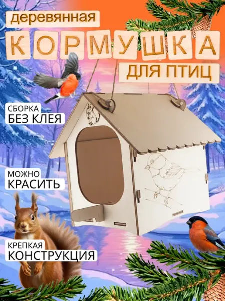 Кормушка для птиц и белок уличная деревянная CarverWood