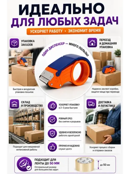 Диспенсер для скотча,держатель упаковочной клейкой ленты АЯНА24