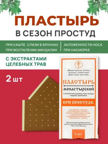 Пластырь монастырский "При простуде" 2шт Бизорюк