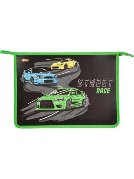 Папка для тетрадей Street race,А4,на молнии, пластик, ПТ-813 Комус
