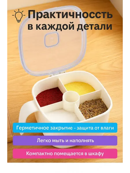 DZHU15 Контейнер для специй с разделителем и крышкой