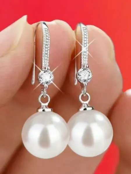 Серьги белые шарики бижутерия Svetlya4OK