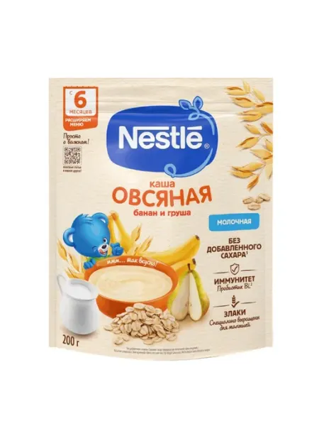 Каша овсяная молочная, с бананом и грушей, с 6 месяцев, 200… Nestle
