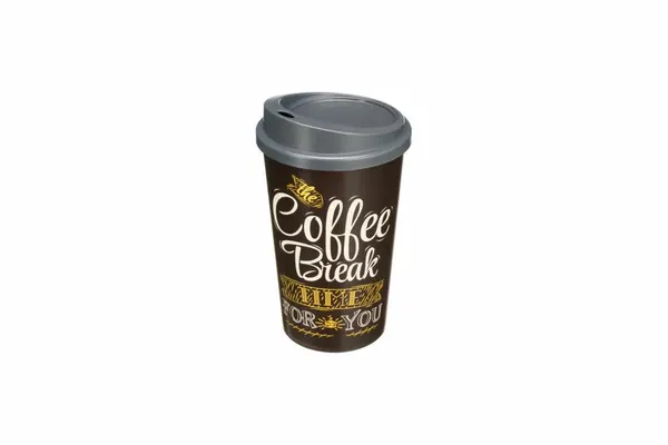 Термокружка полипропиленовый "Coffe" 400мл коричневый с рисунком
