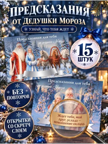 Новогодние открытки с предсказаниями подарки Новый год 2026 Марусяпуся