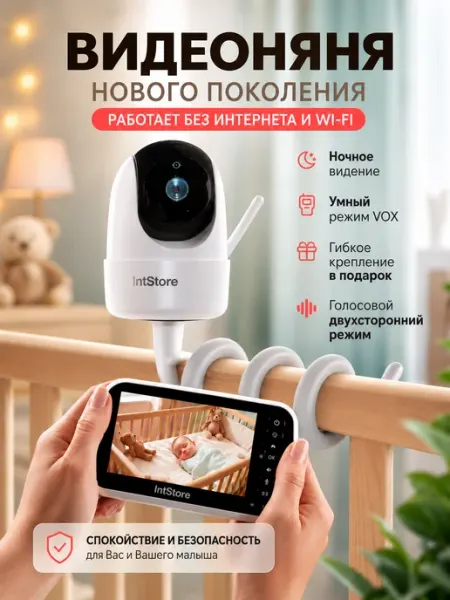 Видеоняня с монитором радионяня беспроводная IntStore