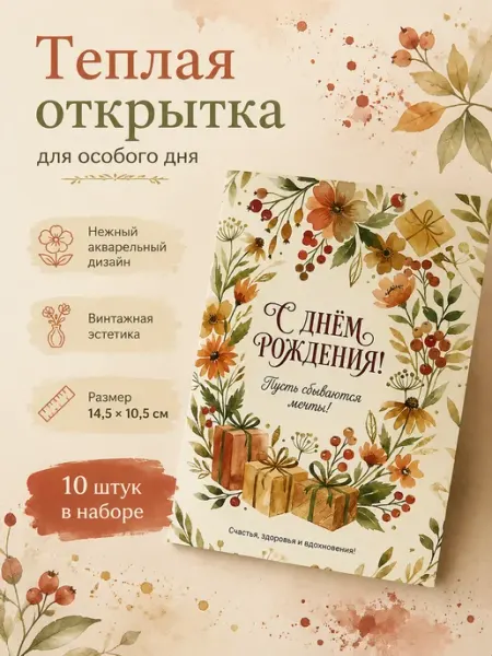 Открытка "Пусть сбываются мечты" 10 штук Филькина грамота