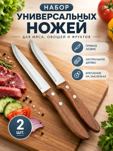 Набор ножей универсальных для чистки овощей и нарезки 2шт MarketMaster