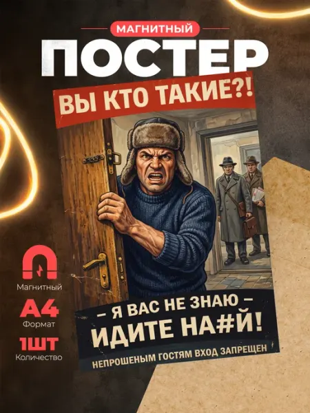 Магнит А4 советский плакат "Вы кто такие? Я вас не знаю" Розовый Гусь