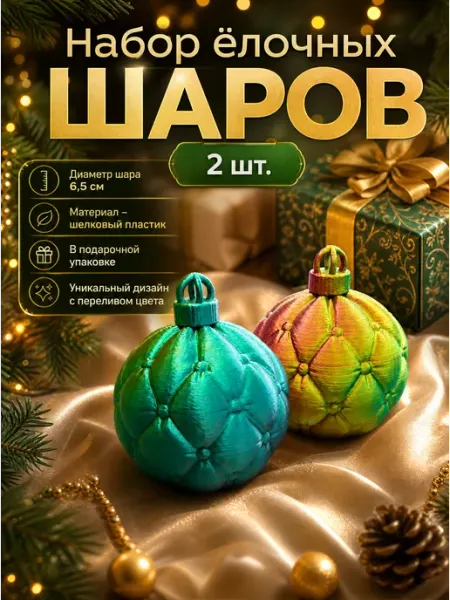 Набор ёлочных игрушек – ёлочные шары, 2 шт