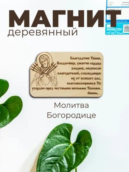 Молитва Богородице деревянный магнит сувенир сплюшки