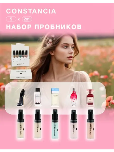 Духи женские стойкие набор пробников 5 шт CONSTANCIA