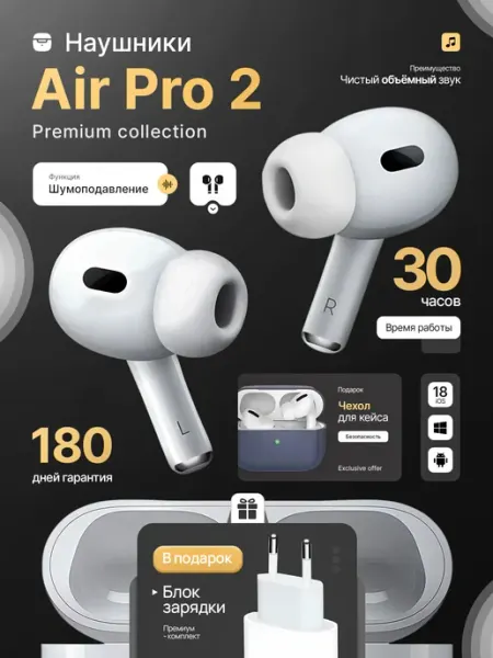 Наушники беспроводные с шумоподавлением AirPods Pro 2 Apple