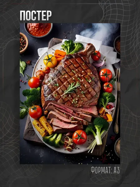 Store ST Постер на кухню "Еда, мясо, стейк"