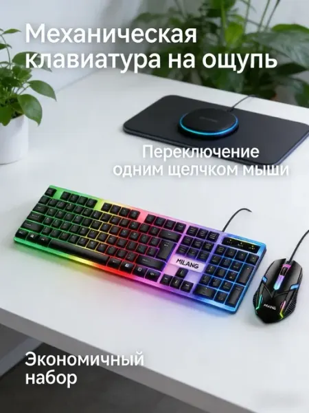Набор клавиатура и мышь игровая бесшумная SONNEN