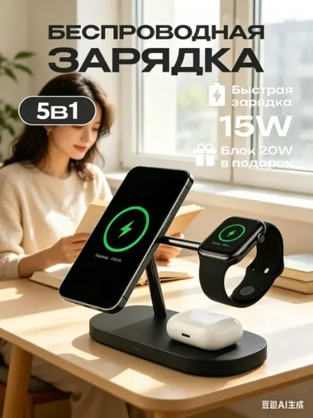 Универсальная зарядная станция для смартфона и наушников YanGoo