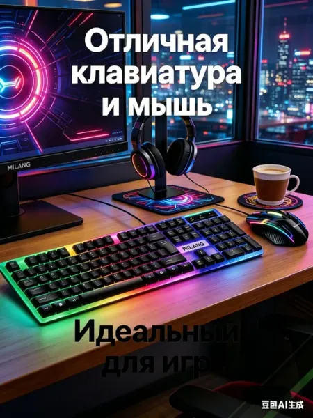 Проводная клавиатура и мышь для компьютеров и ноутбуков