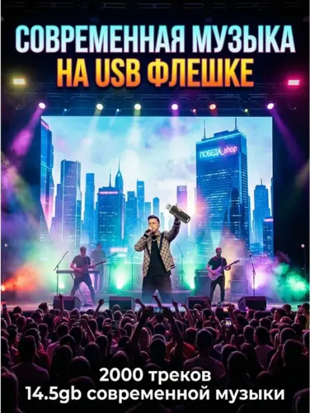 СОВРЕМЕННАЯ МУЗЫКА НА USB флешке. 2000 треков 14.5 гб музыки