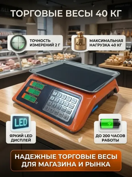 Весы торговые Lh-1003 платформа 33x23см 40 кг LineHaus