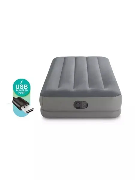 Матрас надувной Intex Twin Dura-Beam Prestige,191*99*30 см, встроенный насос USB, (64112)