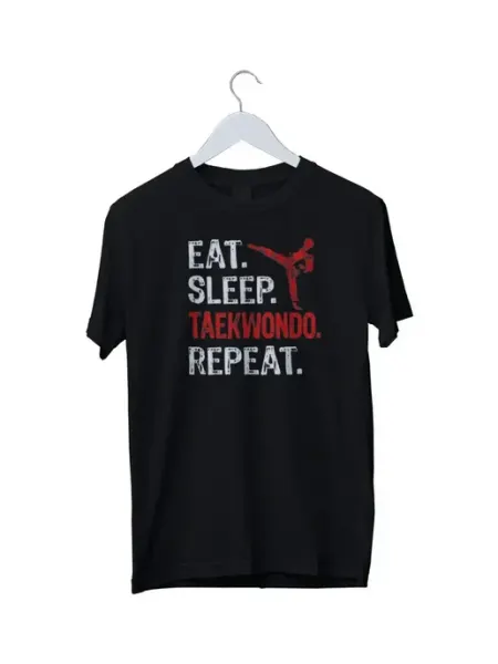 Нет бренда Футболка Eat Sleep Taekwondo Repeat Graphic Print T-Shirt