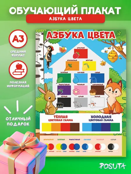 Обучающий постер для детей азбука цвета