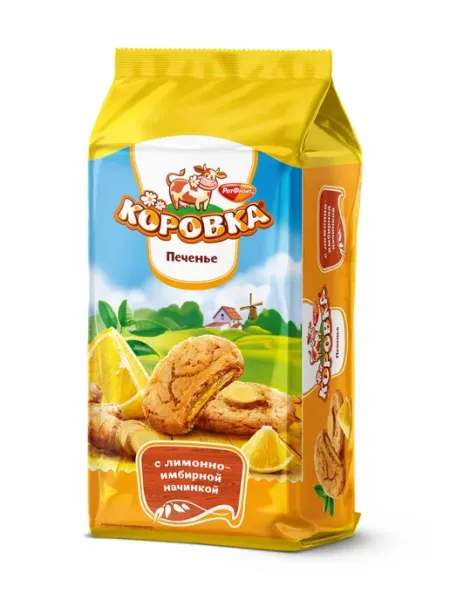 Печенье с лимонно-имбирной начинкой, 160 гр Коровка