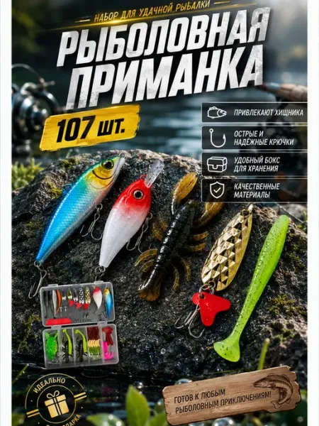 Приманка рыболовная набор 107 предметов прочная удобная