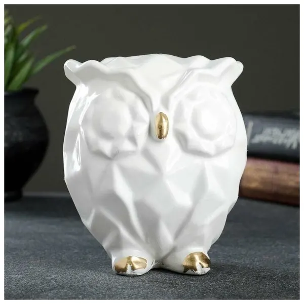 Копилка "Сова оригами" белая, 11х9,5х13,5см, 7007879