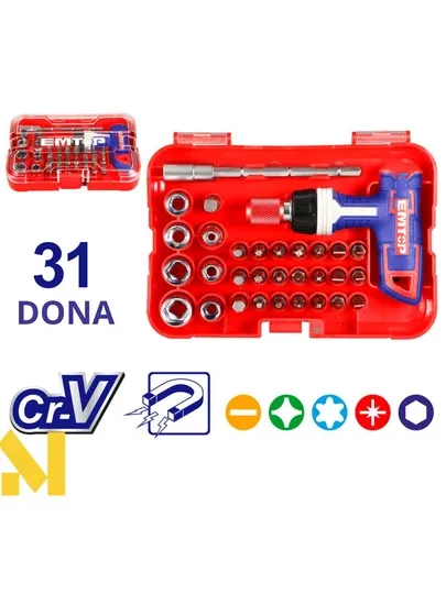 Набор отвёрток EMTOP Industrial, 31 шт EBST03102
