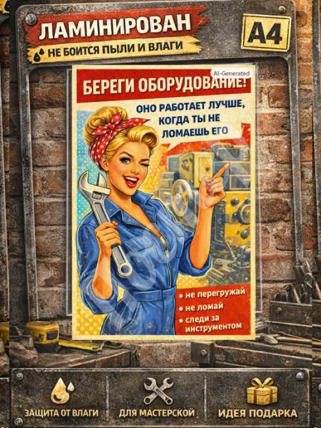 Постер уход за оборудованием Девушка