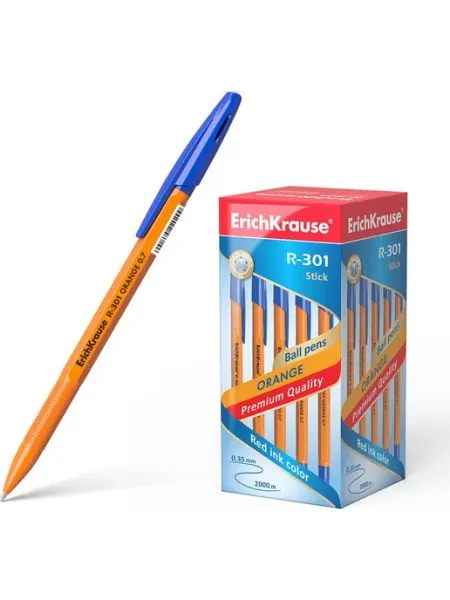 Ручка шариковая 5 шт ERICH KRAUSE R-301 ORANGE Stick пишущий