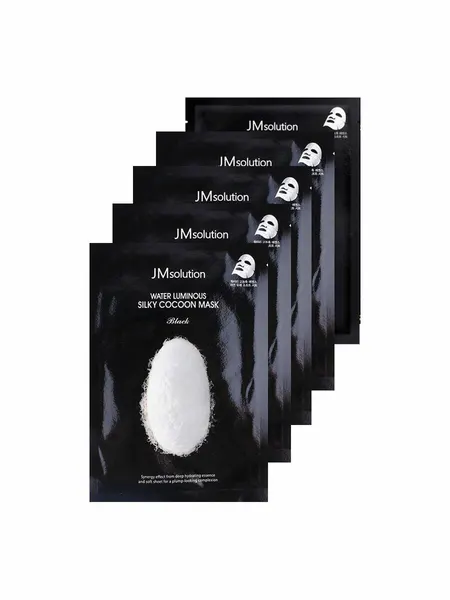 JMsolution Комплект тканевых масок для упругости кожи с протеинами шелка Water Luminous Silky Cocoon Mask Black, 5 шт