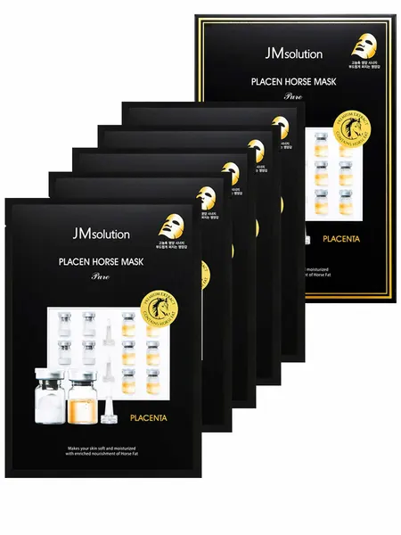 JMsolution Комплект питательных плацентарных масок Placen Horse Mask Pure, 5 шт
