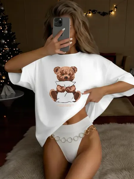 Футболка оверсайз с принтом Мишка Teddy SOQ WAY