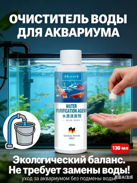 Средство для очистки воды в аквариуме,130 мл