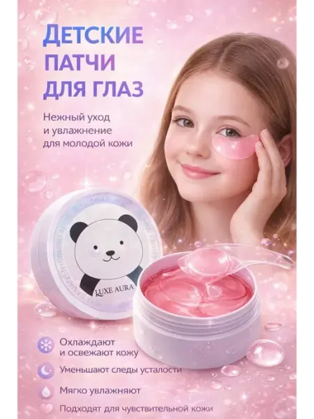 Патчи для глаз детские, для девочек 10 лет, 11лет 12 лет АЯНА24