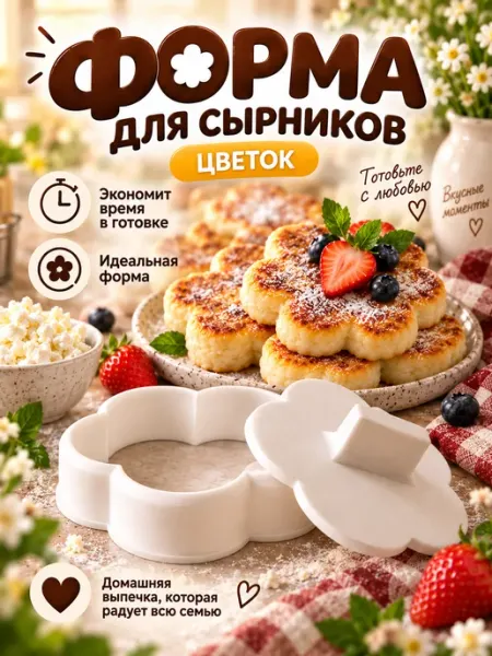 Форма для сырников с прессом фигурная цветок