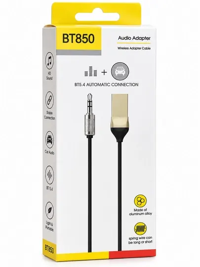 BT850 Bluetooth 5.4 AUX аудиоадаптер, беспроводной приёмник для автомобиля
