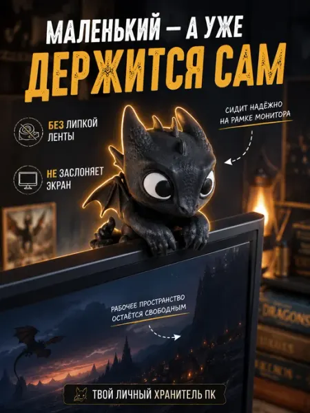 Декоративная фигурка-статуэтка на монитор и ПК Дракоша Formi