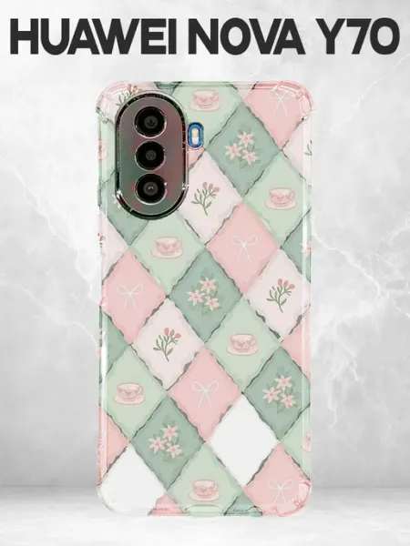 Чехол на Huawei Nova Y70 с принтом пастельный пэчворк PRINTberries