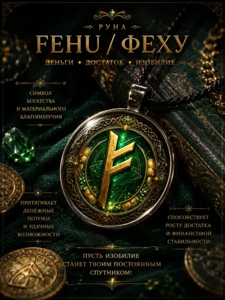 Кулон Руна Fehu Феху РАМОНАС